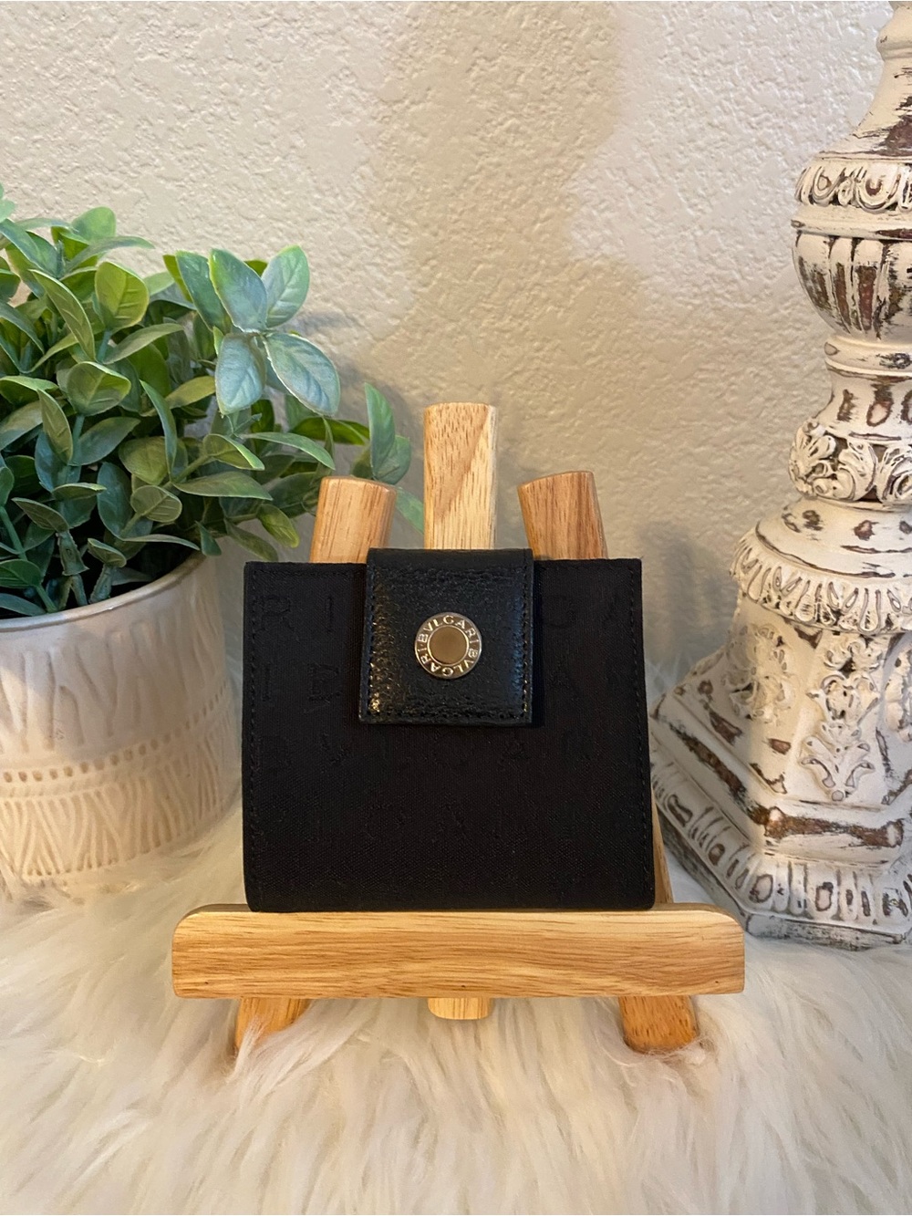 Bulgari Black Snap Card Holder